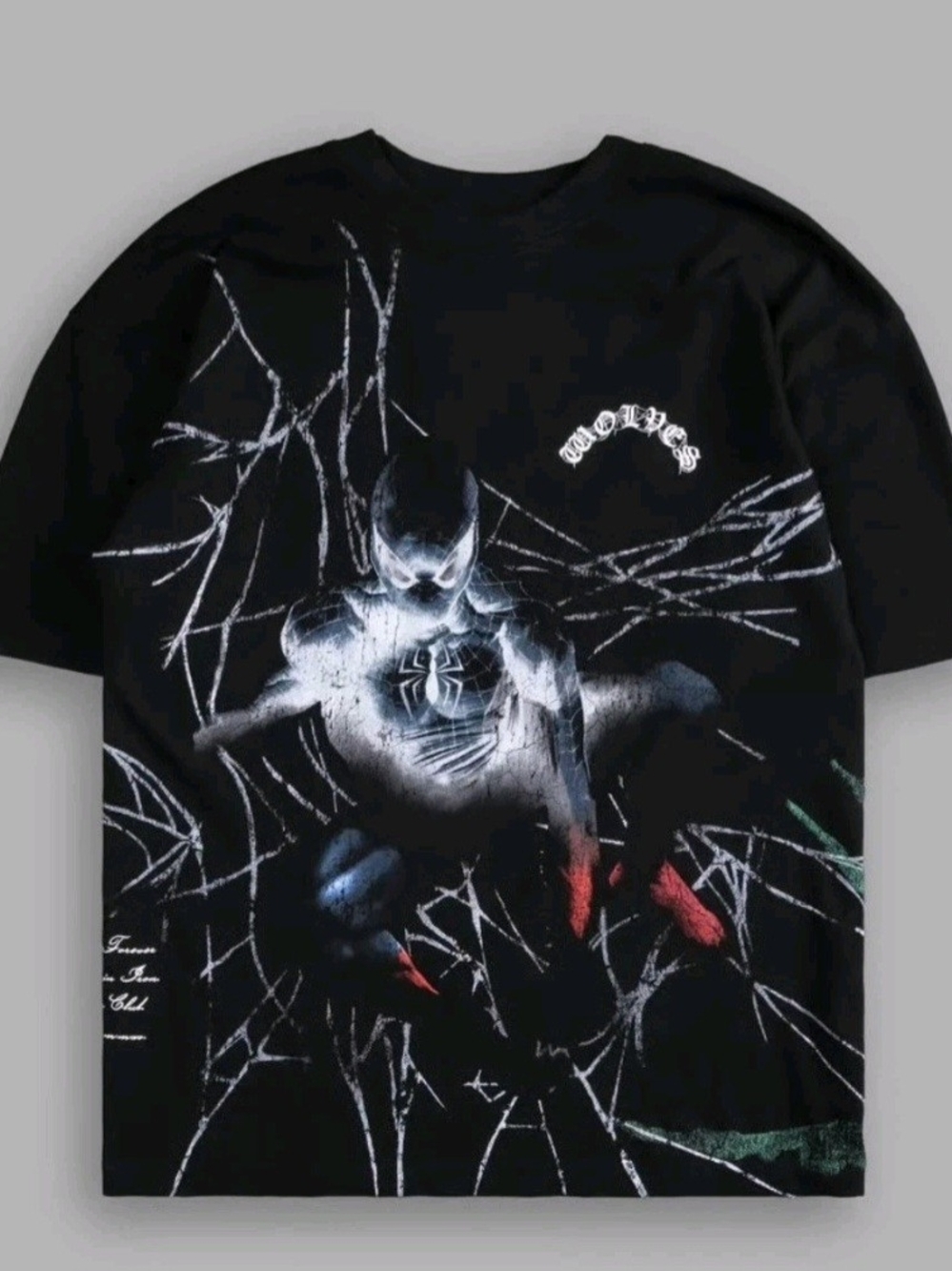 Darc Sport SpiderMan Mister Negative Side By Side Oversized Tee Black LARGE NWT